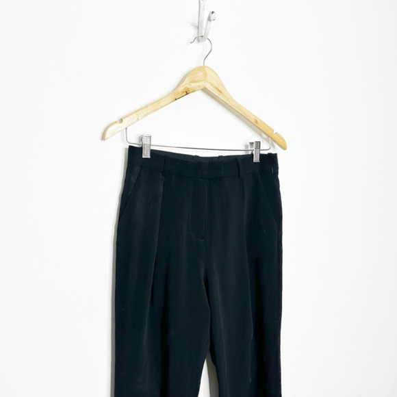 COS Pleated Straight Leg Black POLY blend career minimalist womens size 2 - Picture 3 of 7